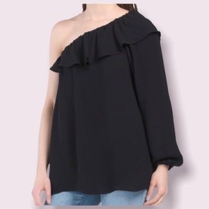 HOST PICK!! French Connection One Shoulder Ruffle Trim Top